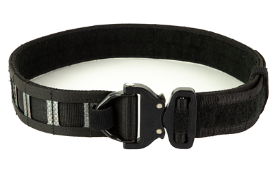 Black tactical belt with adjustable buckle.