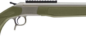 Side view of a modern rifle in green