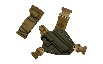 Tactical holster with straps and connectors.