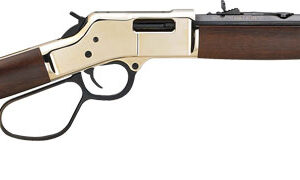 A lever-action rifle with a wooden stock