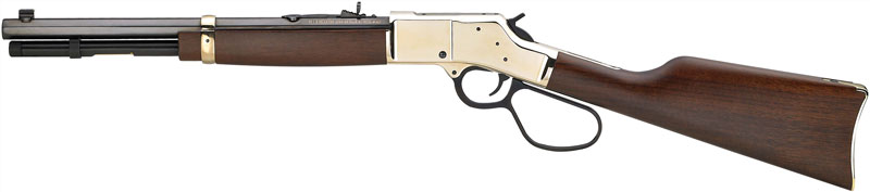 Side view of a lever-action rifle.