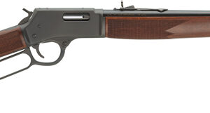 Lever-action rifle with wooden stock and barrel