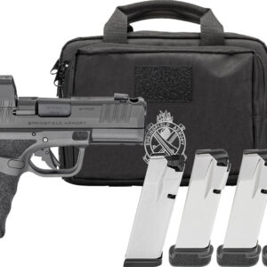 Springfield Armory handgun with accessories and case.