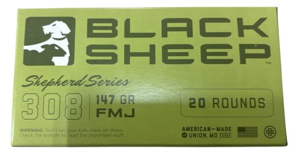 Box of Black Sheep .308 ammunition, 20 rounds.