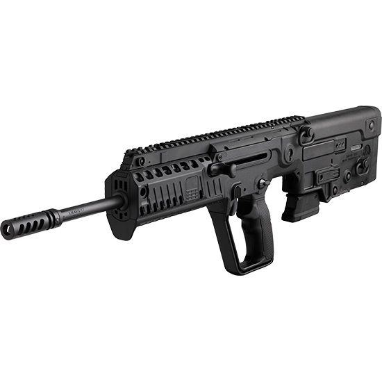 Black rifle with tactical features and rail system