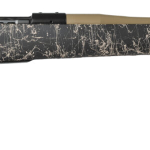 Side view of a modern rifle with unique design.
