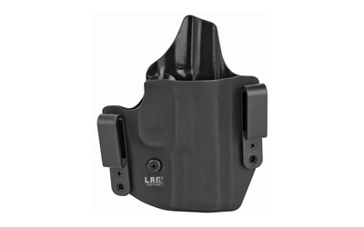 Black handgun holster with adjustable clips