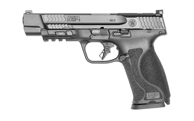 Black semi-automatic handgun on a white background.