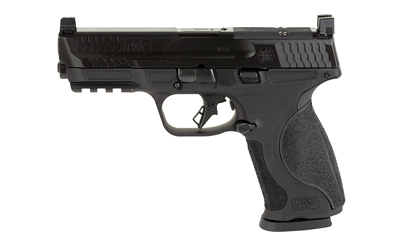 Black semi-automatic pistol with textured grip.