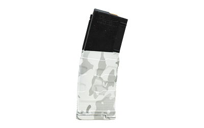 Black and white camouflaged magazine for firearm.