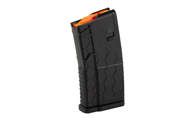 Black magazine with orange top for firearms.