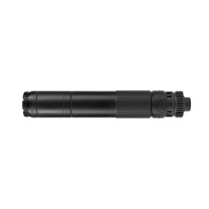 Black cylindrical suppressor with textured grip.