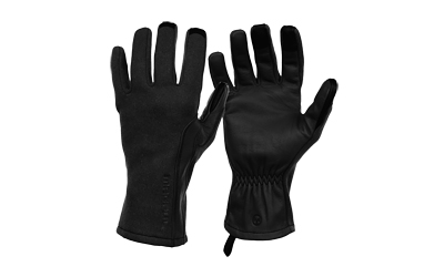 Black gloves designed for warmth and comfort.