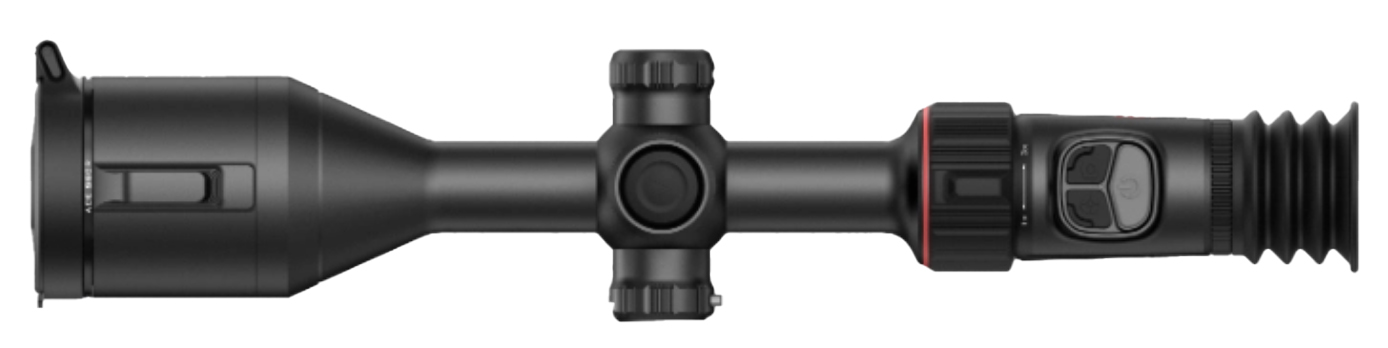 Sleek black rifle scope with adjustable features
