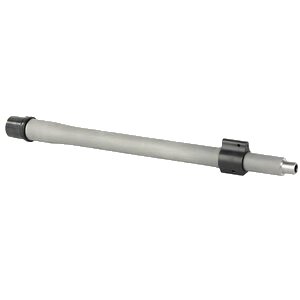 Gray metal tube with connectors on both ends.