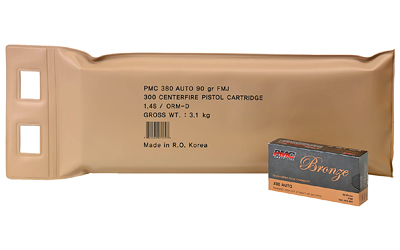 PMC 380 Auto 90 gr FMJ ammunition package.