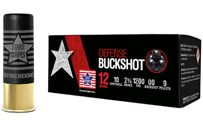 Box of 12 gauge defense buckshot ammunition.