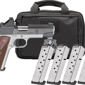 Springfield Armory pistol with magazines and case.
