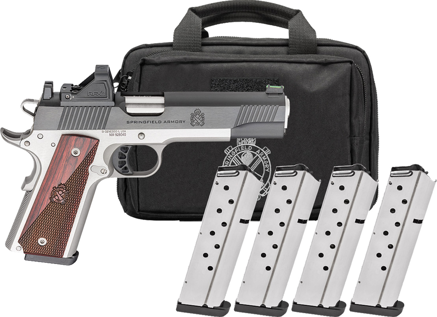Springfield Armory pistol with magazines and case