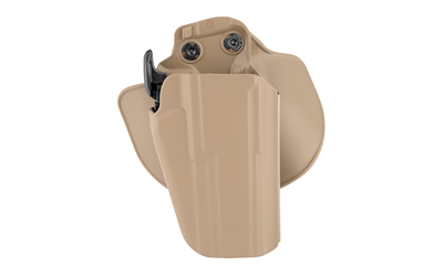 Tan firearm holster viewed from above