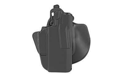 Black tactical holster for firearm storage.