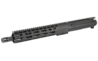 Black firearm upper receiver with rail system