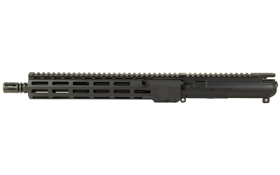 Black firearm upper receiver with rail system.