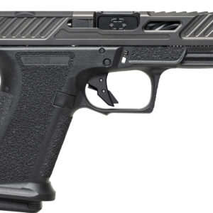 Modern semi-automatic handgun on white background.