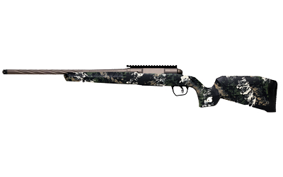 Camo-patterned rifle with scope.