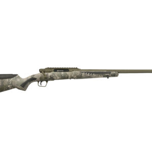 Camo-patterned rifle on a white background