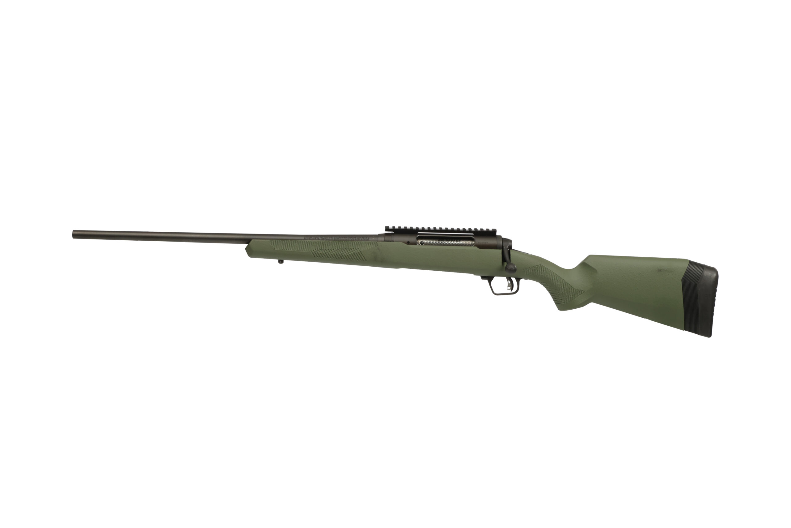 Green hunting rifle with scope mounted