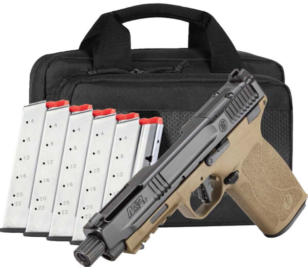 Smith & Wesson handgun with magazines and carrying case.