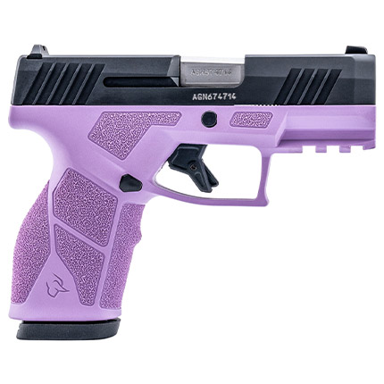 Purple handgun on a white background