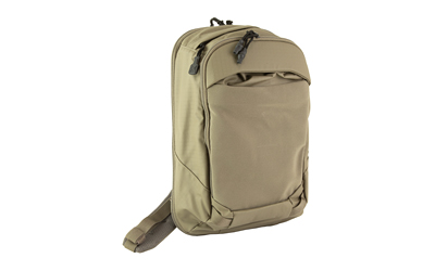 Beige backpack with multiple compartments
