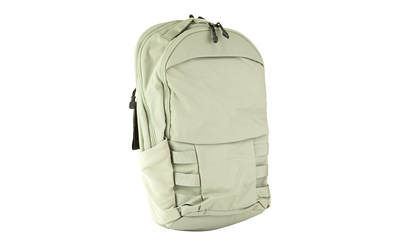 Light green backpack with multiple compartments.