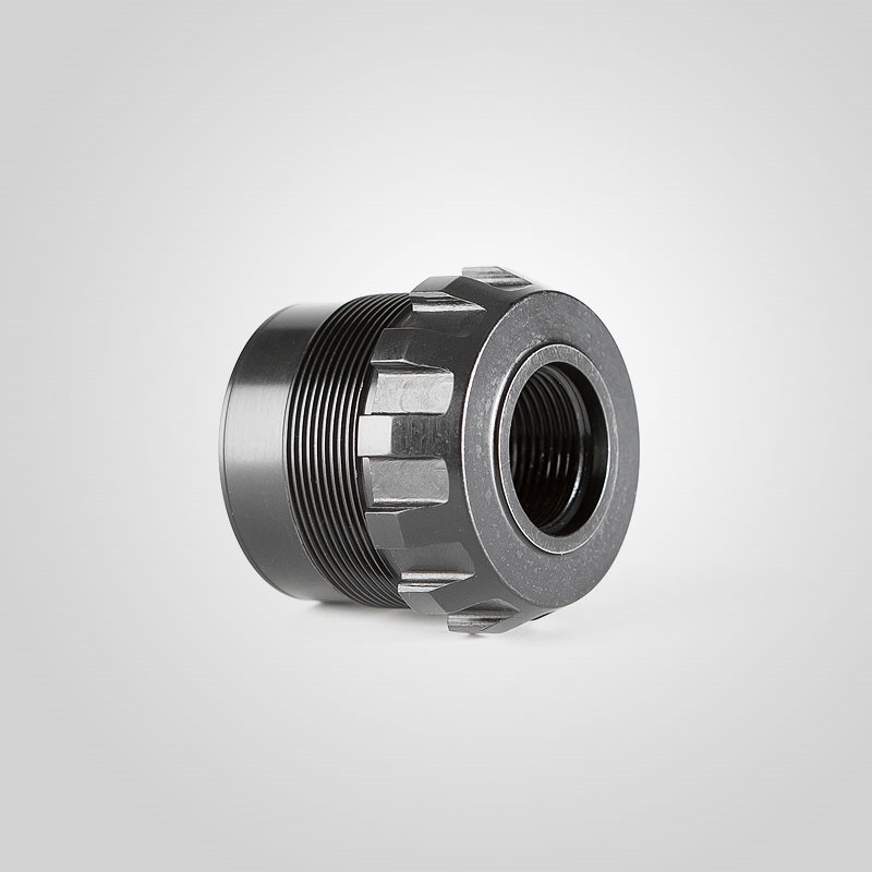 Close-up of a threaded metal adapter