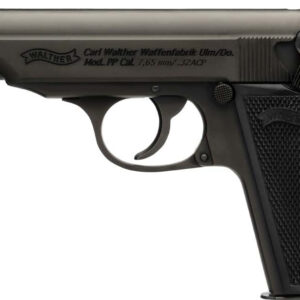 Side view of a Walther PP pistol.