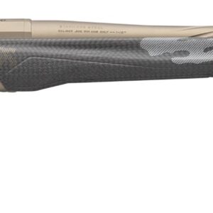 Bolt-action rifle with a gray camo pattern.