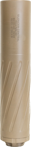 Silencer Central firearm suppressor in tan color.