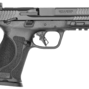 Black semi-automatic handgun on white background.