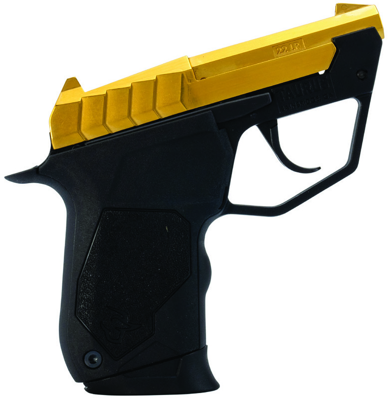 Black and gold compact firearm design