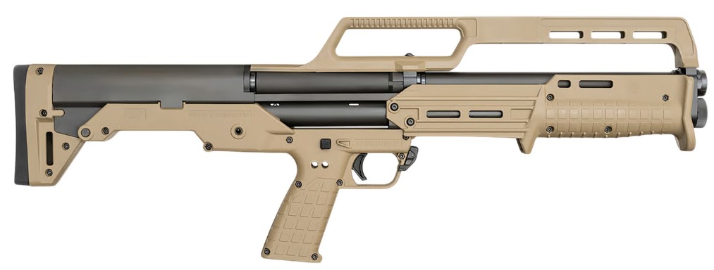 Tan tactical shotgun with modern design.