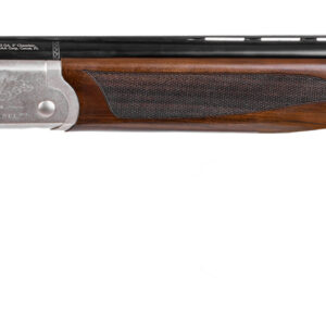 Side view of a sleek shotgun with wood details.