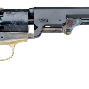 Vintage revolver with wooden handle and metal finish