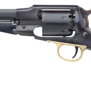 Side view of a revolver with wooden grip