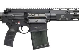 Modern firearm with rifle design.