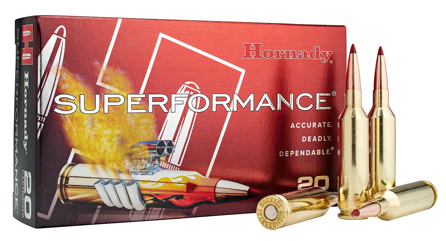 Hornady Superformance ammunition box and cartridges
