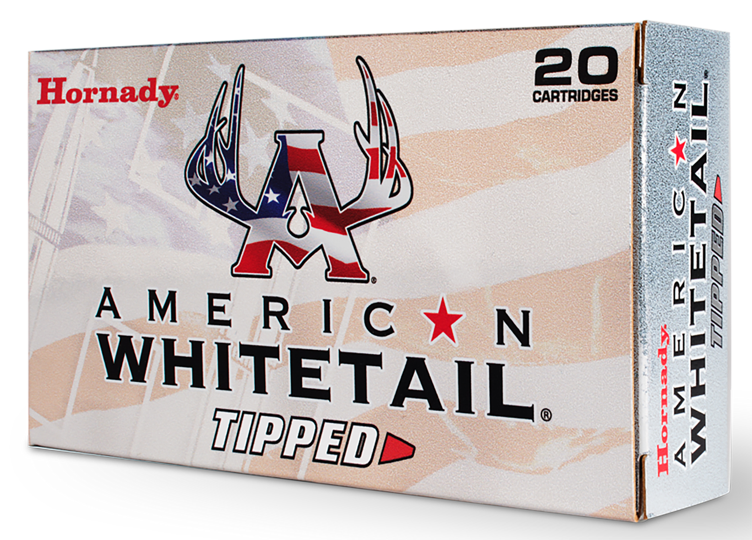 Box of Hornady American Whitetail Tipped cartridges.