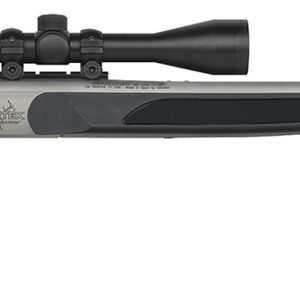 Side view of a hunting rifle with scope.