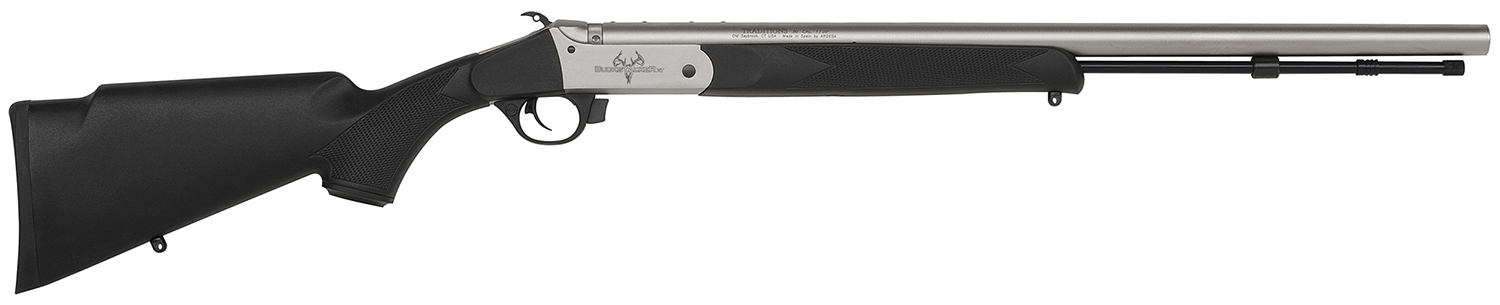 Stainless steel rifle with black stock
